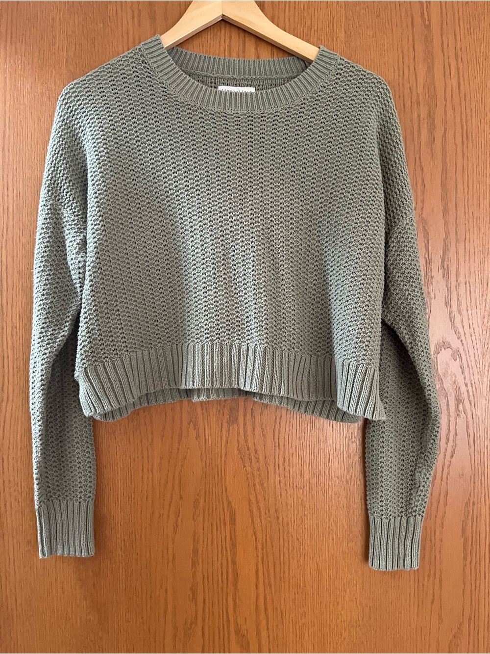 Aeropostale Cropped Open-Knit Crewneck Sweater